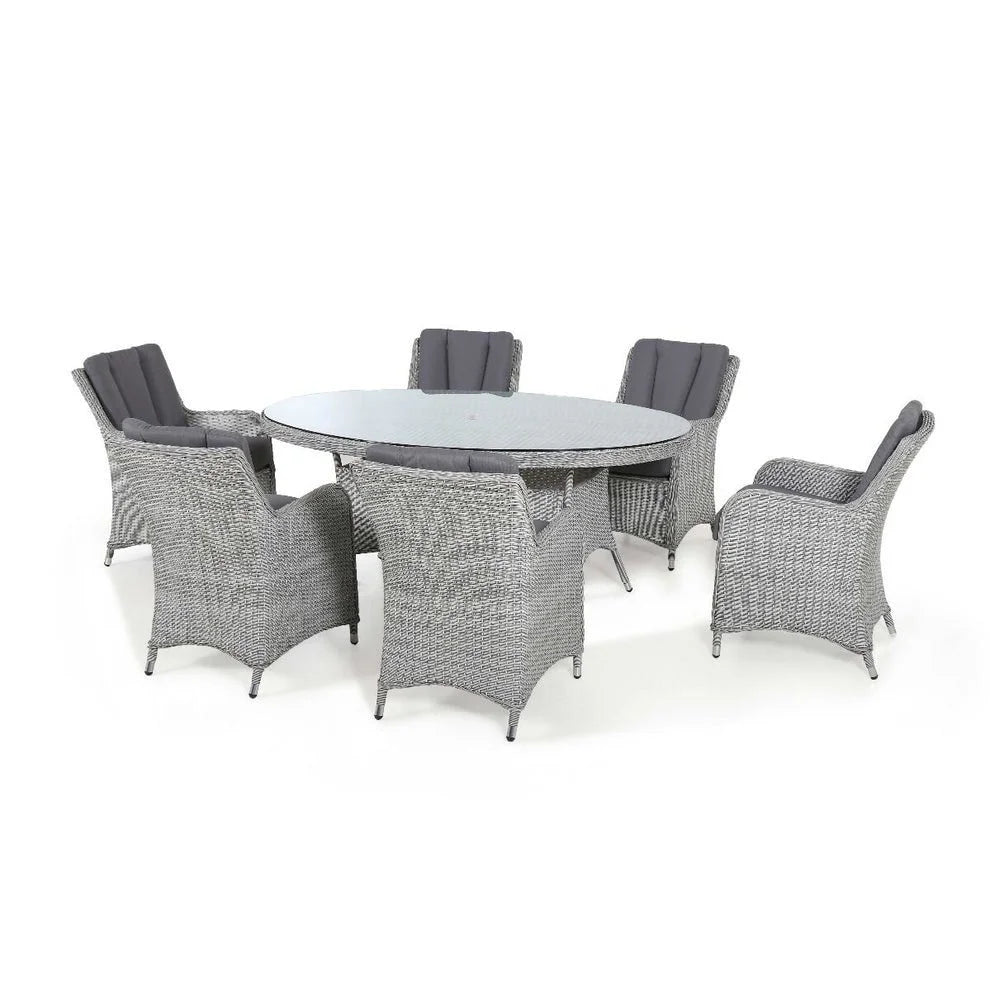 Ascot 6 Seat Oval Rattan Dining Set with Lazy Susan & Weatherproof Cushions