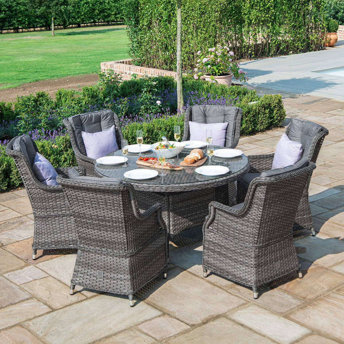 Victoria 6 Seat Round Rattan Dining Set