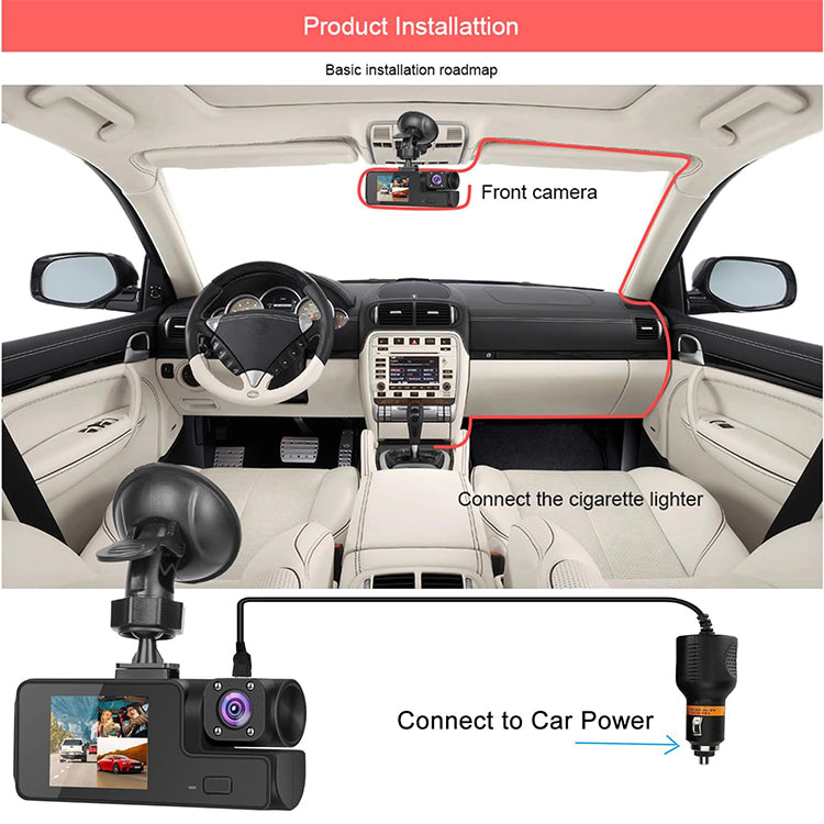 Wide-Angle Car Dashcam for Day & Night Recording