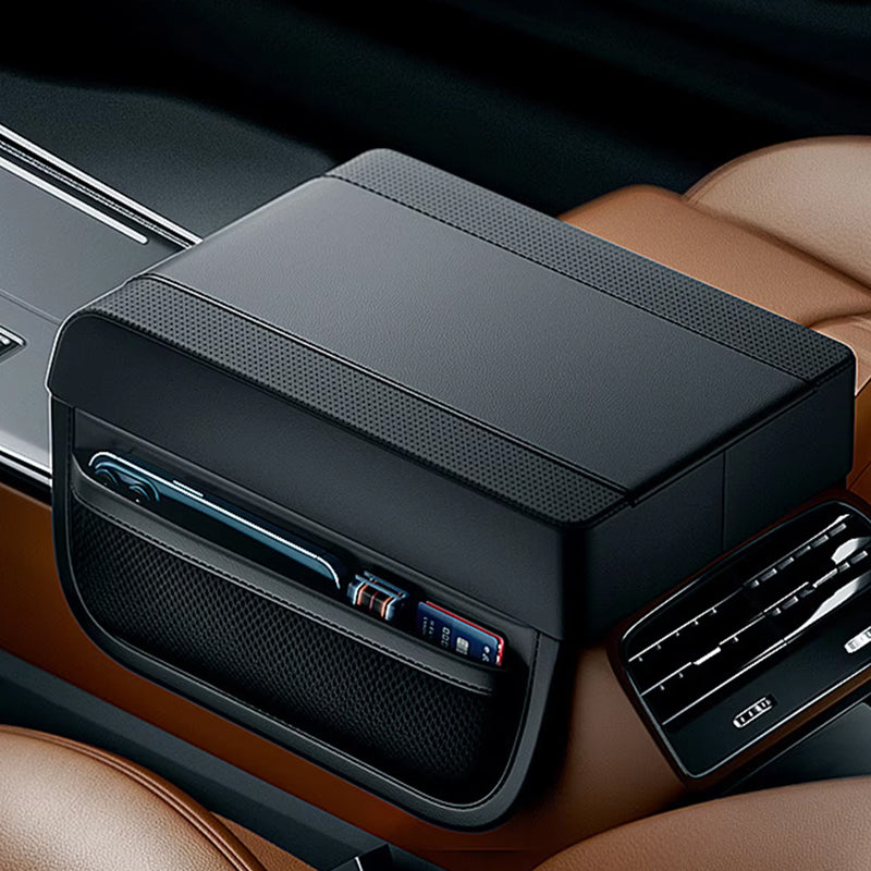 CHEGES Universal Leather Car Armrest Storage & Ashtray
