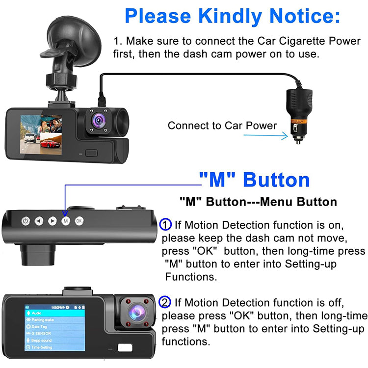 Wide-Angle Car Dashcam for Day & Night Recording