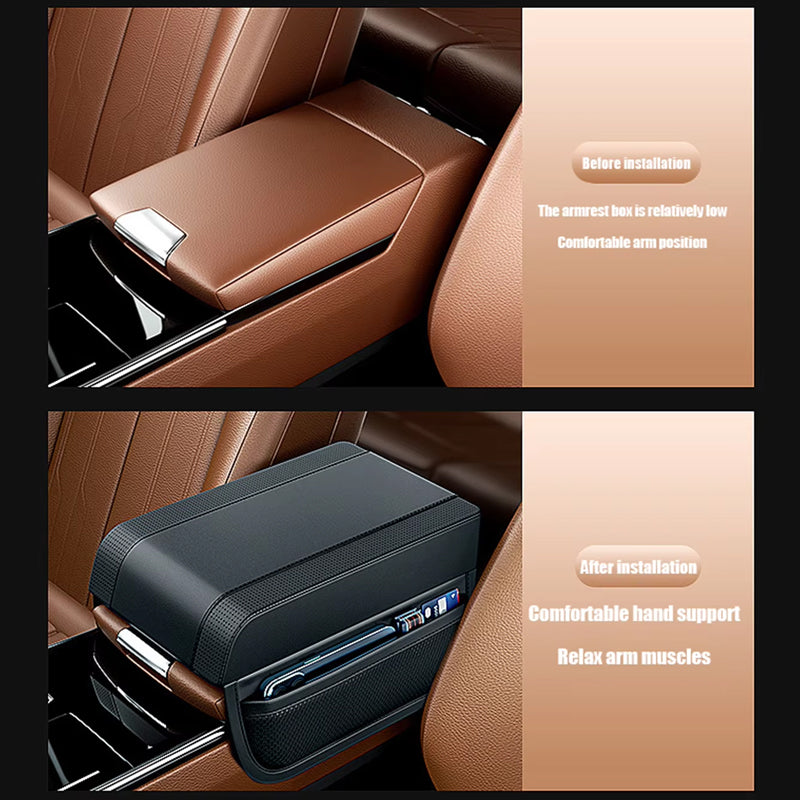 CHEGES Universal Leather Car Armrest Storage & Ashtray