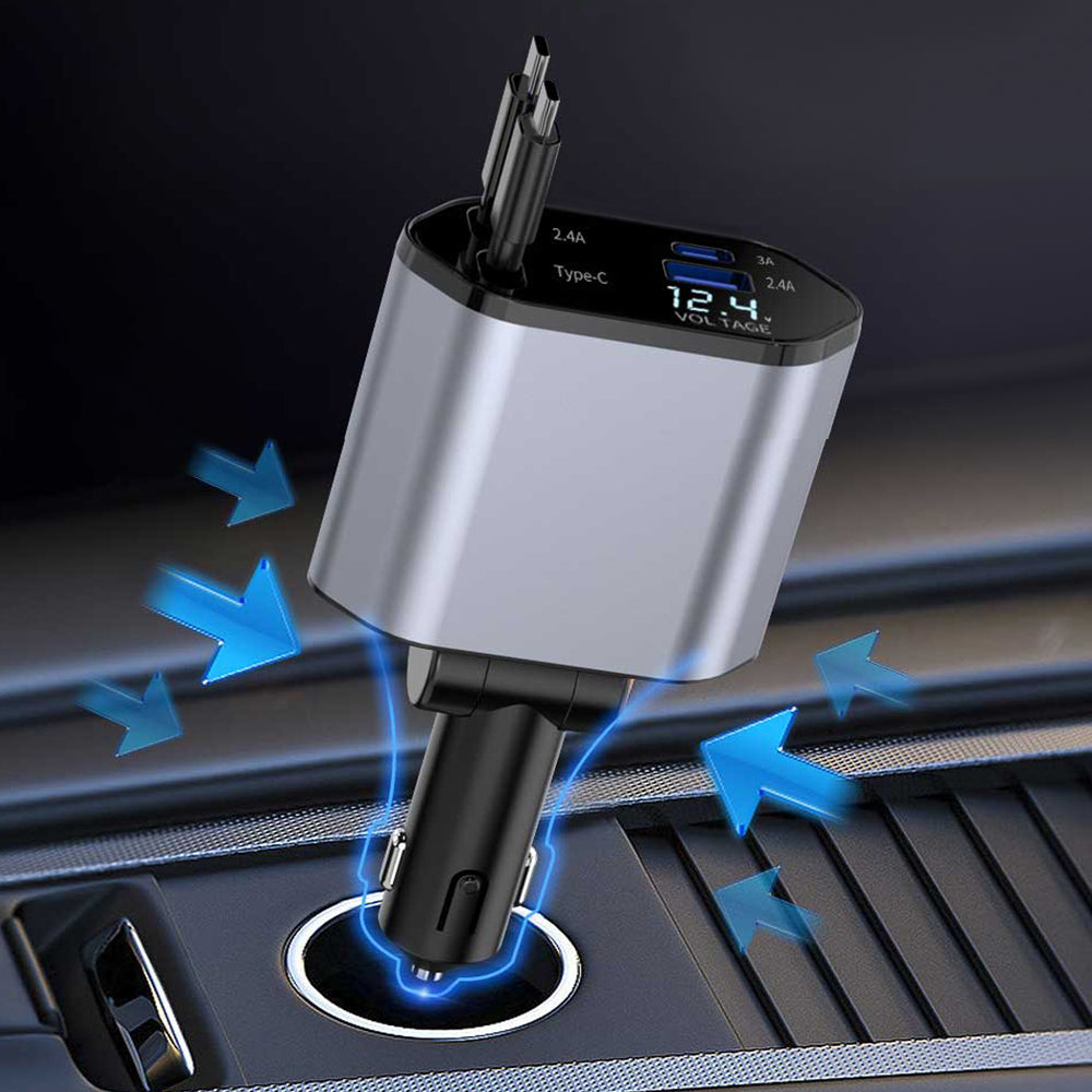4-in-1 Fast Car Charger with LED Display