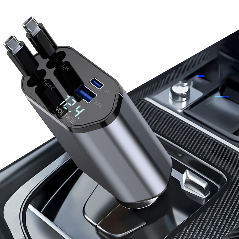 4-in-1 Fast Car Charger with LED Display