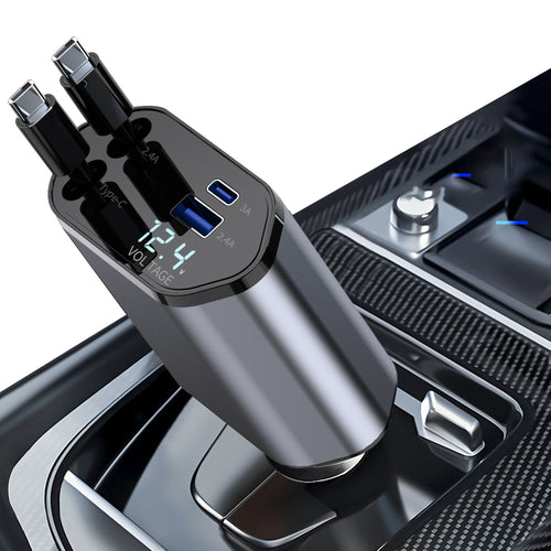 4-in-1 Fast Car Charger with LED Display