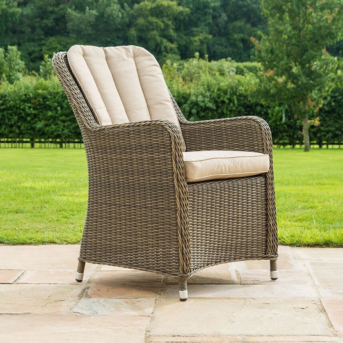 Winchester Venice 6 Seat Round Rattan Fire Pit Dining Set with Lazy Susan