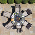 Winchester Venice 6 Seat Round Rattan Fire Pit Dining Set with Lazy Susan